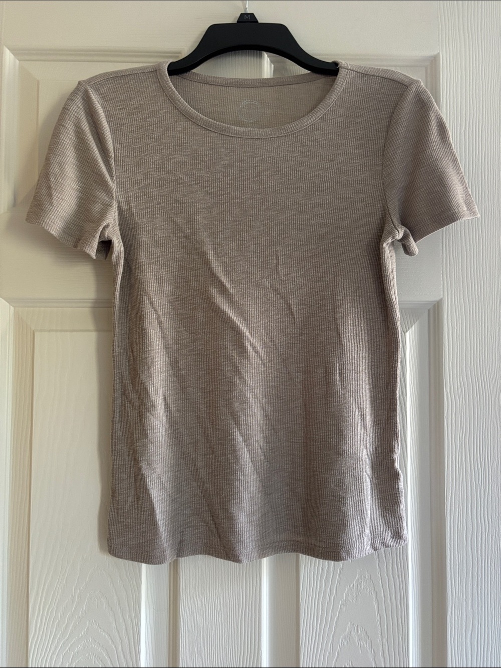 Maurices Short Sleeve Ribbed Tee in Light Taupe